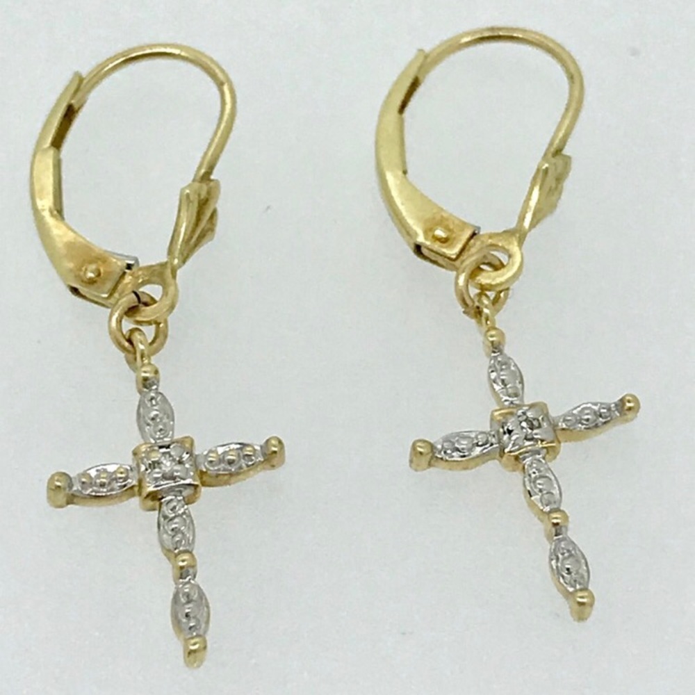 IN SEARCH OF lever back gold & diamond earrings